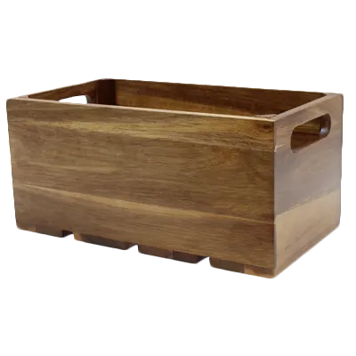 TableCraft CRATE116 Acacia Brown Serving & Display Crate, 20-3/4" x 12-3/4" x 6-1/4" Fits 1/1 GN Pan