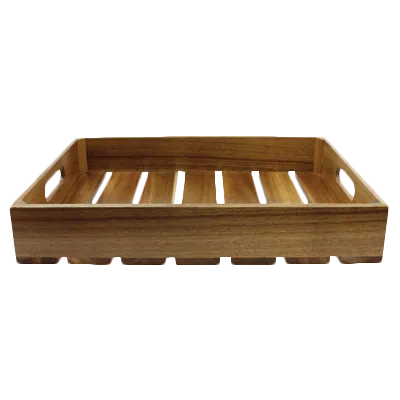 TableCraft CRATE124 Acacia Brown Serving Crate, 12-3/4" x 10-3/8" x 4-1/4", Fits 1/2 GN Pan