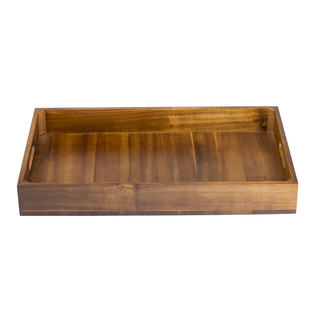 TableCraft CRATESB11 Acacia Wood Gastro Serving Crate, 20-7/8" x 12-3/4" x 2-3/4", Brown, Handles