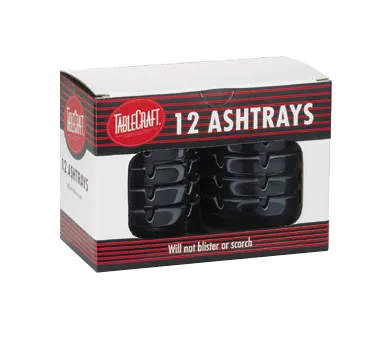 TableCraft CST363B-1 Cash & Carry Ashtray, 3-3/4" x 1-3/4", Stacking, Black Plastic - 12/Pack