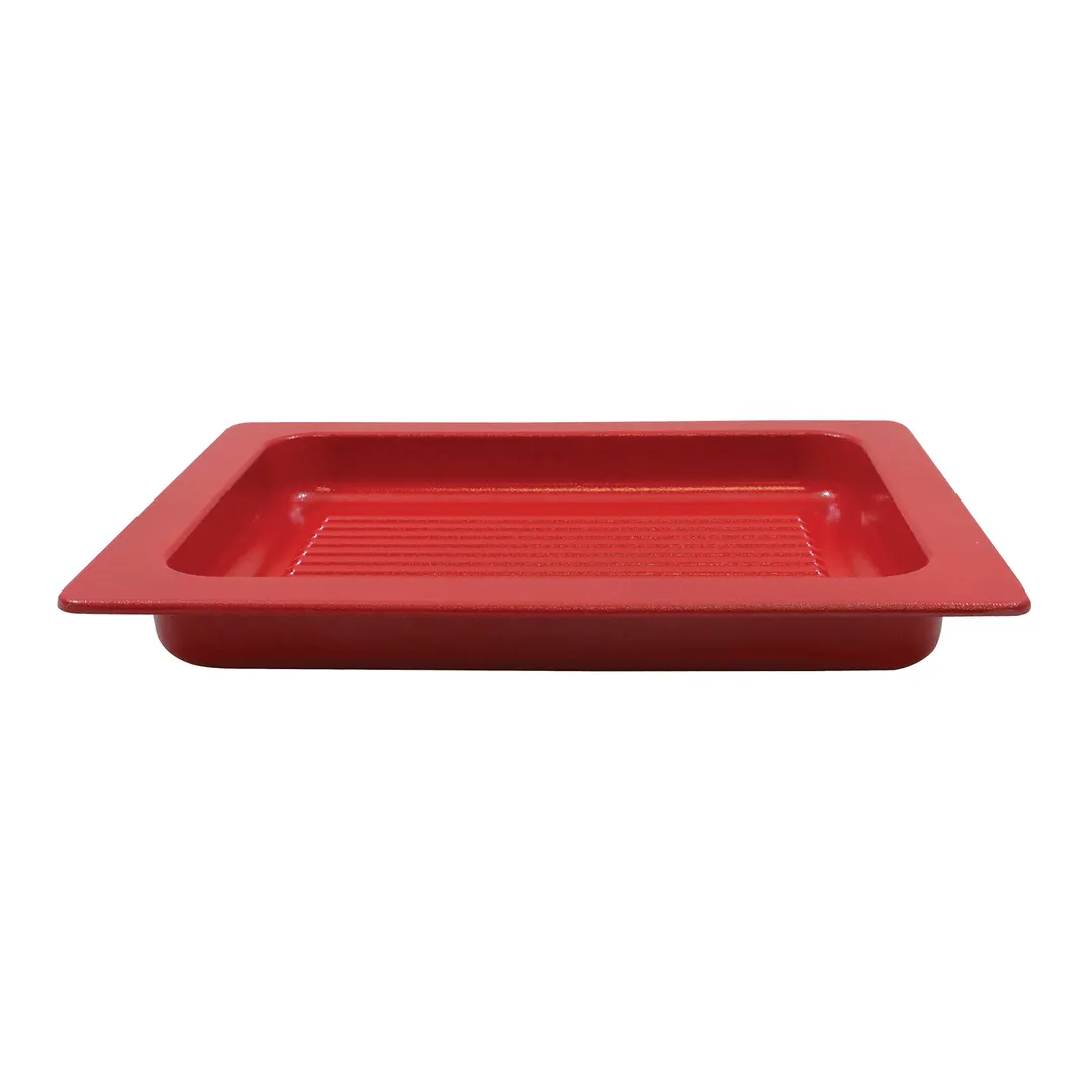 TableCraft CW1242R - 1/2 Size Grill Pan, 1.5 Qt, 12-7/8" x 10-1/2", 1-1/2" Deep, Red Duracoat Al