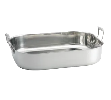 TableCraft CW2034 11-Qt Stainless Steel & Aluminum Roasting Pan, 16"x13"x3", Tri‑ply, Loop Handles