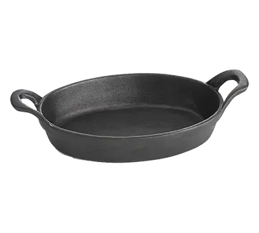 TableCraft Products CW30100 Mini Au Gratin Server, 24oz Oval Cast Iron Baking Dish, 8" x 5-5/8" x 1-1/2", Non-Stick, With Handles