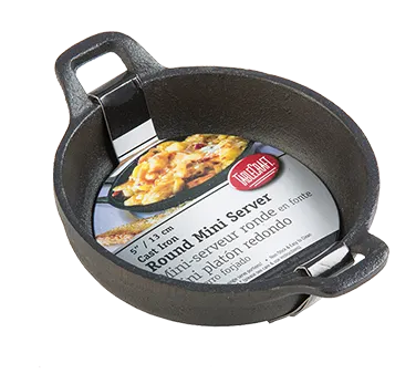 TableCraft CW30102 Mini 8oz Cast Iron Baking Dish, 4-3/4" Dia, 1-1/8" H, 6-1/4" OAL, Round with Handles