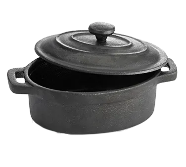 TableCraft CW30112 Mini Dish, 8oz, 4-5/8" x 3-3/4" x 1-3/4", Oval, Cast Iron, Non-Stick, Handles Lid
