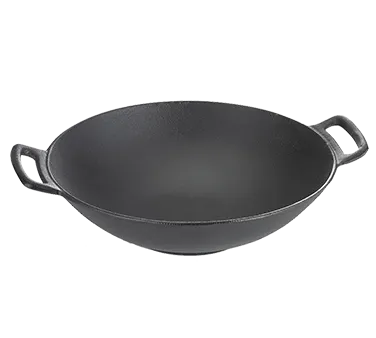 TableCraft CW30116 6-Qt 14" Cast Iron Wok, 2 Handles, Pre‑Seasoned, Induction Ready, 3‑5/8" Depth