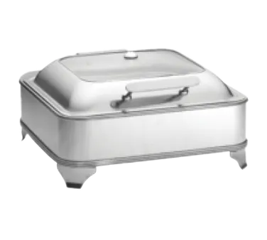 TableCraft CW40162 Electric 6-qt Chafing Dish, 16"x16"x6", 700W Heater, Stainless, Hinged Cover