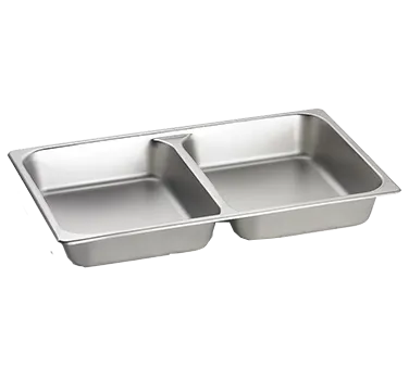 TableCraft CW40298 Food Pan, 4-1/2qt, 20-3/4" x 12-3/4", 2-1/2" Deep, Divided, Stainless Steel