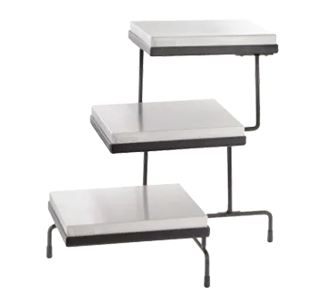 TableCraft CW40309B 3-Tier Stand, 22-1/2" x 21-1/4" x 20-3/4", Black Steel, 3 Half Size Cooling Plates