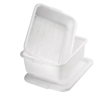 TableCraft DBF57 - Freezer Drain Box, 21"x15"x4-5" White HDPE, 1/4" Holes, Dishwasher Safe - Set