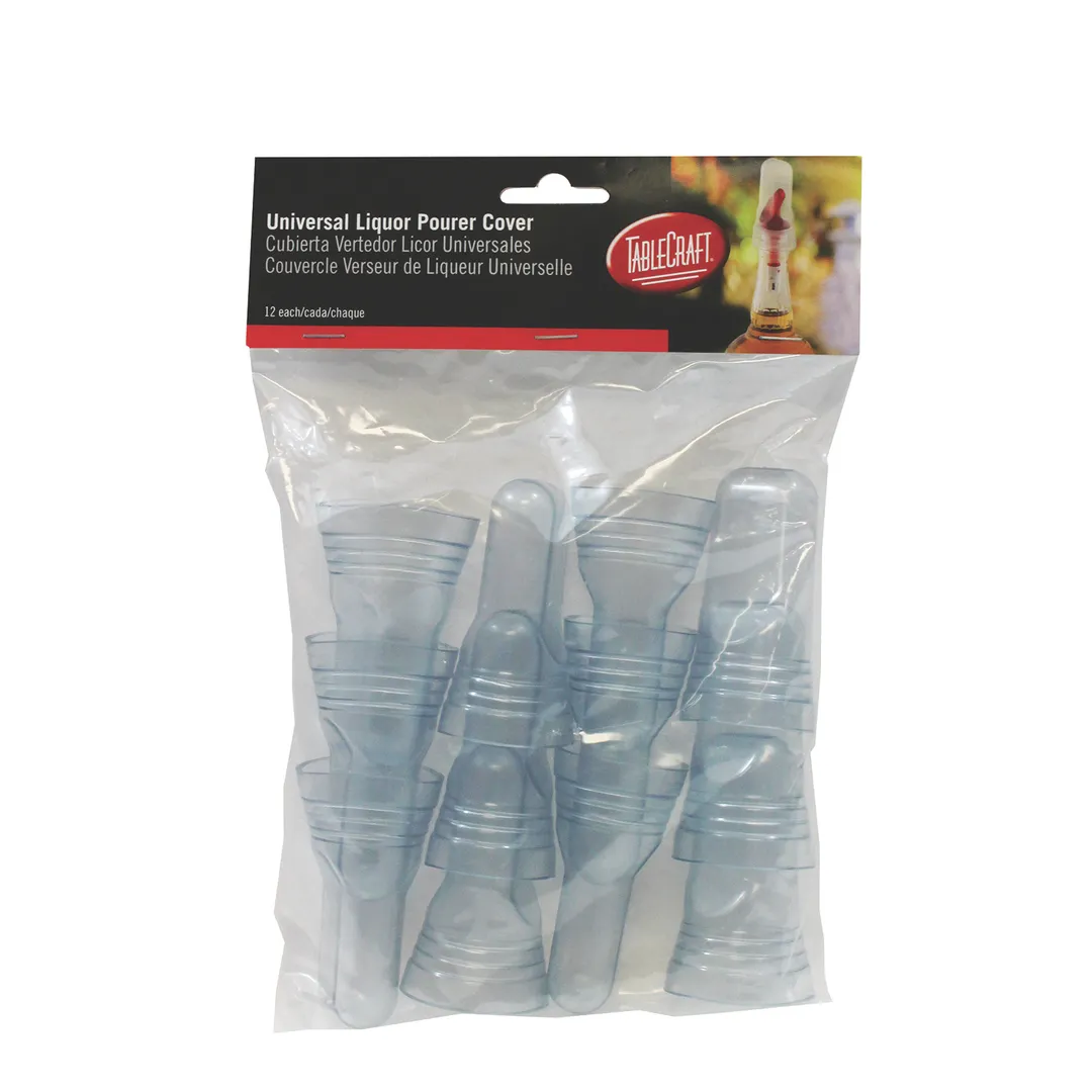 TableCraft DCL - Large Liquor Pourer Cover, Dishwasher Safe, Clear BPA‑Free Plastic - 12/Pack