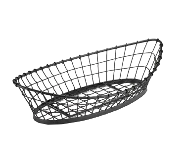 TableCraft GMT2412 - 24" x 12" x 6" Black Powder Metal Oblong Serving Basket Adjustable Food Pan