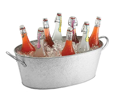 TableCraft GT2313 Beverage Tub – 4-2/5 Gal, 22.75" x 13.25" x 7.5", Oval, Galvanized Steel