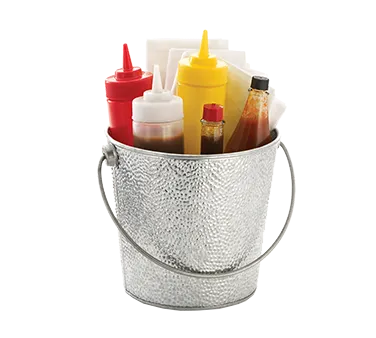 TableCraft GT87 Serving Pail – 1-1/4 Gal, 8" Dia x 7" H, Galvanized Steel, Round Handle