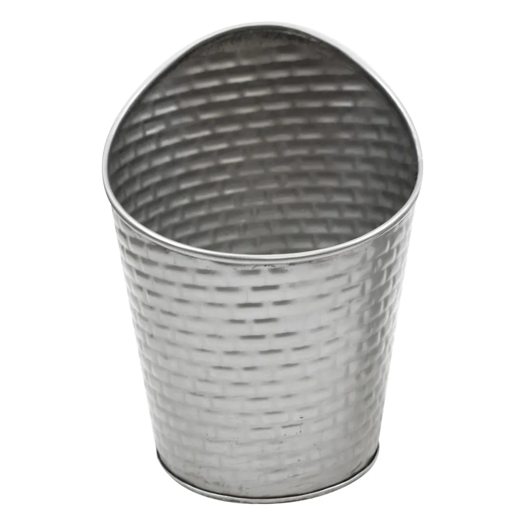 TableCraft GTSS375 French Fry Cup, 10 oz, 3-3/4" dia. x 4-3/4" H, stainless steel, brick pattern