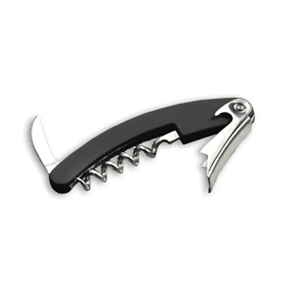TableCraft Products H1230C Waiter's Corkscrew, Black Rubber Handle, Metal Blade, Twist & Pull Opener