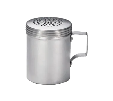 TableCraft Products H158 Aluminum Dredge Shaker, 10‑11 oz, 2‑3/5" Dia × 3‑1/2" H, Metal Lid, Handle