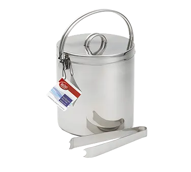 TableCraft H303 Ice Bucket – 120 oz Stainless Steel, 7" x 7" x 8-1/2", Double-Walled, Tongs