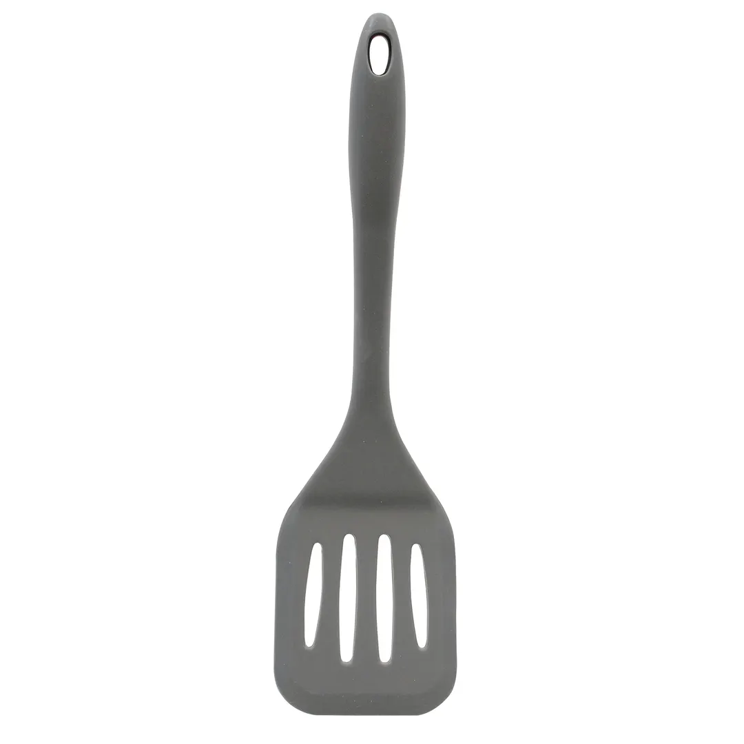 TableCraft Products H3905GY 12" Gray Silicone Slotted Turner, Heat Resistant 400°F, BPA Free