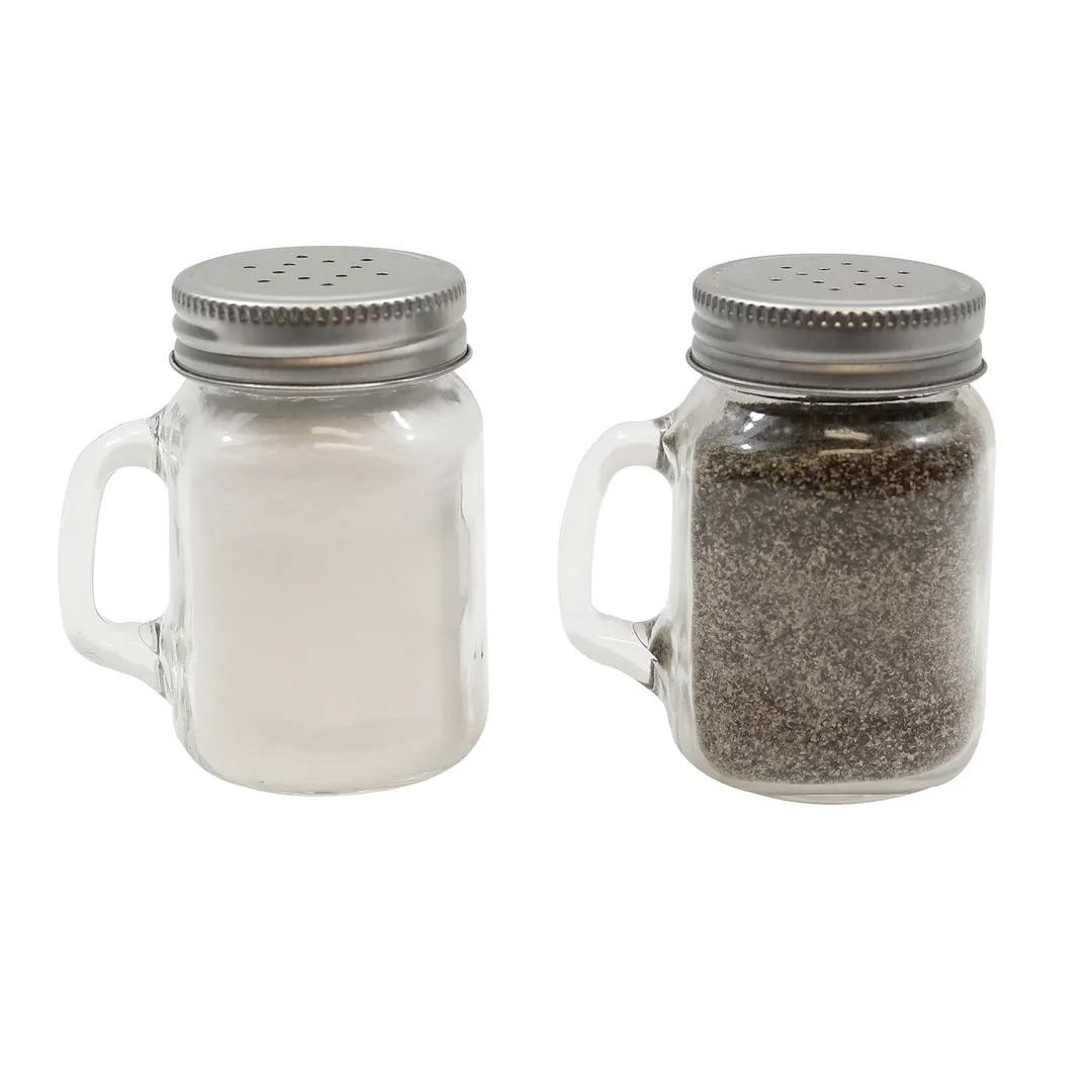 TableCraft H475S&P Salt Pepper Shaker, 4oz, 2-7/8"W x 2-1/8"D x 3-1/4"H, Glass Jar, Metal Lid
