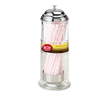 TableCraft Products H714CH Straw Dispenser - Glass Cylinder, 4-3/8"×4-3/8"×11-1/8",Chrome, 72 Straws