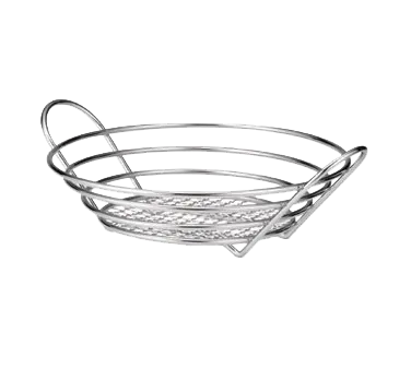 TableCraft H7175 Serving Basket, 12" Dia. x 3-1/2" H, Round, Heavy Chrome Plated, Hand Wash Only