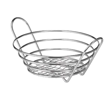 TableCraft H71758 Serving Basket - 8" Dia. x 3-1/2" H, Round, Chrome Plated, Hand Wash Only