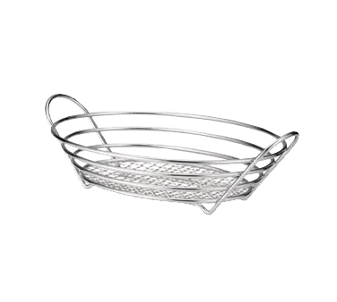 TableCraft H7176 Serving Basket - Oval, 13-3/4" x 10-3/4" x 3-1/4", Heavyweight Chrome Plated Metal