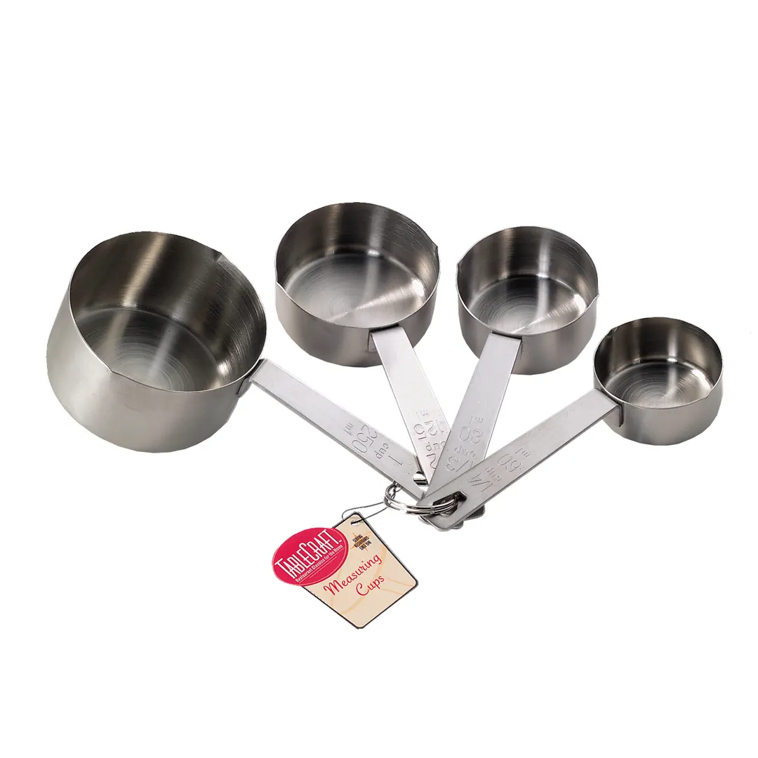 TableCraft H725 - 4-Piece Stainless Steel Measuring Spoon Set, Various Sizes, Dishwasher-Safe, 4/Set