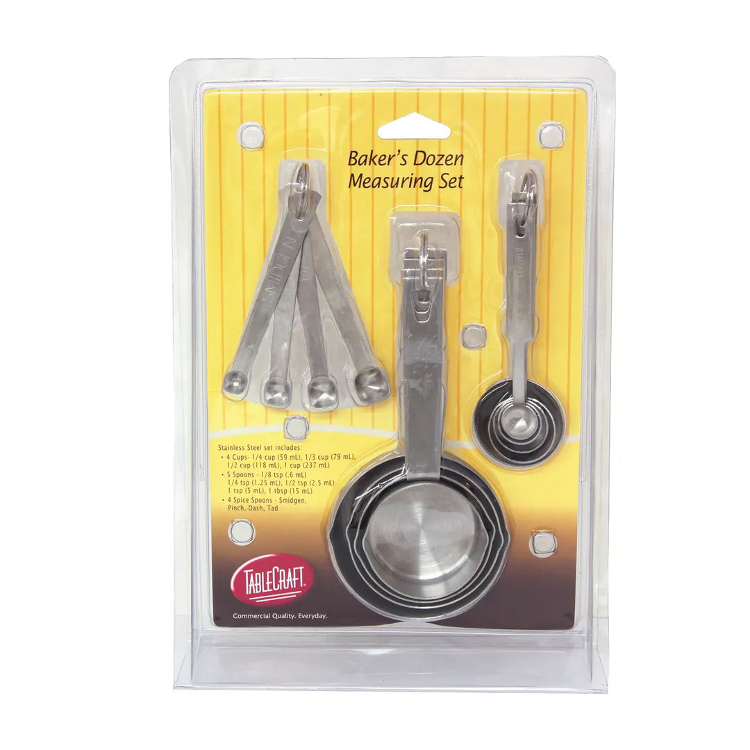 TableCraft H726 Stainless Steel Measuring Spoon Set – Cups, Spoons, Spice Spoons, Dishwasher Safe