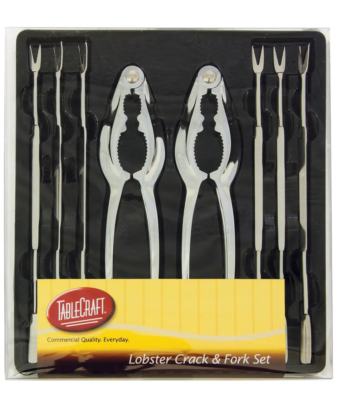 TableCraft H76984 8-Piece Seafood Kit, 2 Chrome Lobster Crackers, 6 Fork Picks - 1 Set