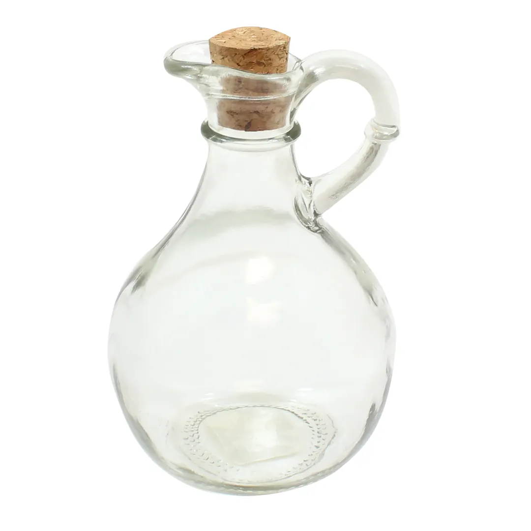 TableCraft H92000 Olive Oil Cruet Bottle, 10 oz Clear Glass, Dishwasher Safe, Cork Stopper