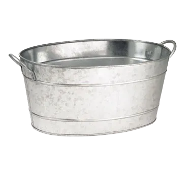 TableCraft Products HBT1914 Tub, 5.5 Gal Oval, 22-3/4"x14-1/2"x9-3/4", Galvanized Steel Hand Wash