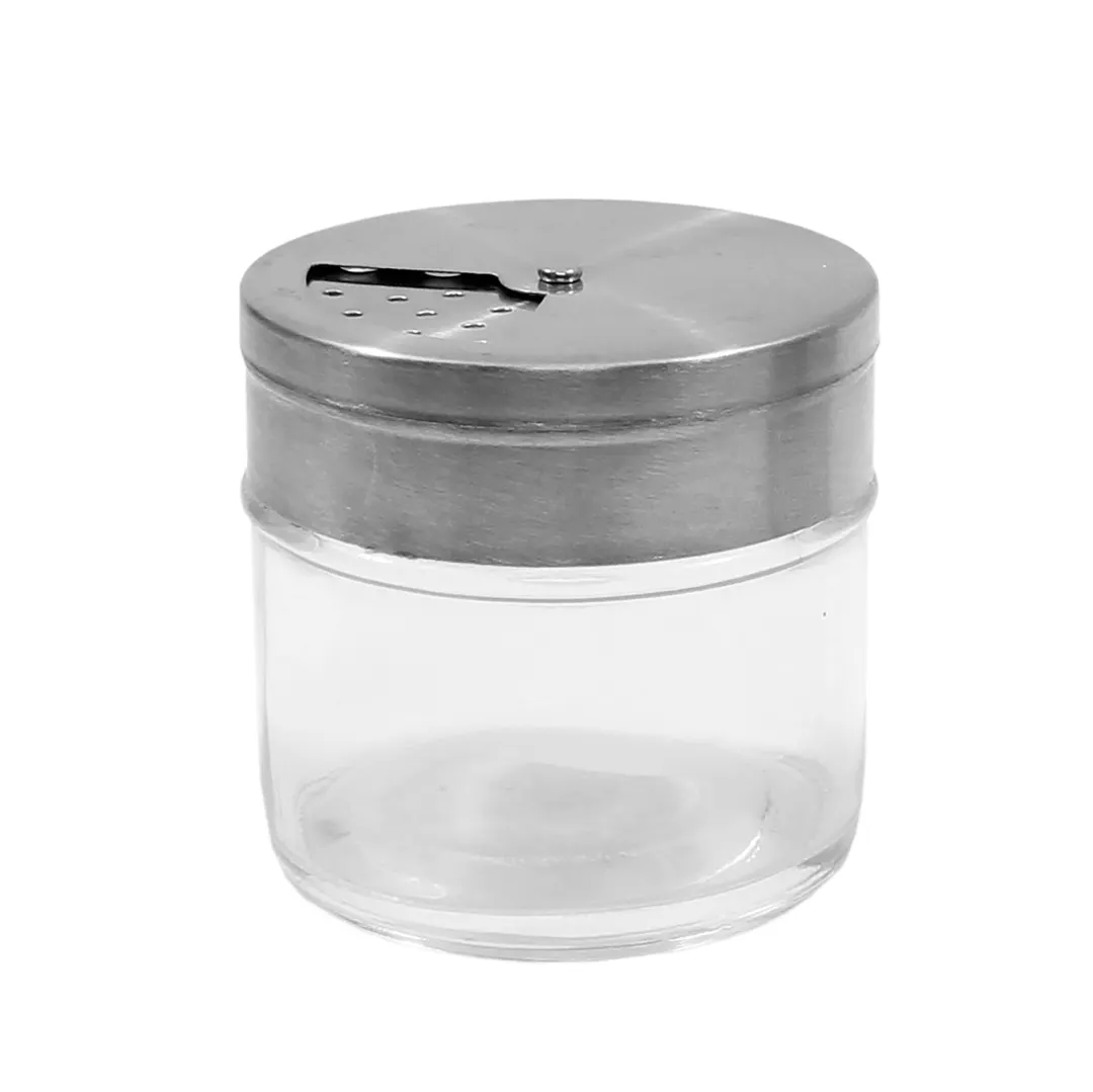TableCraft HGJ3RT Cheese & Spice Shaker, 3 oz., Rotating Jar Top, Glass, Silver Lid, Dishwasher Safe