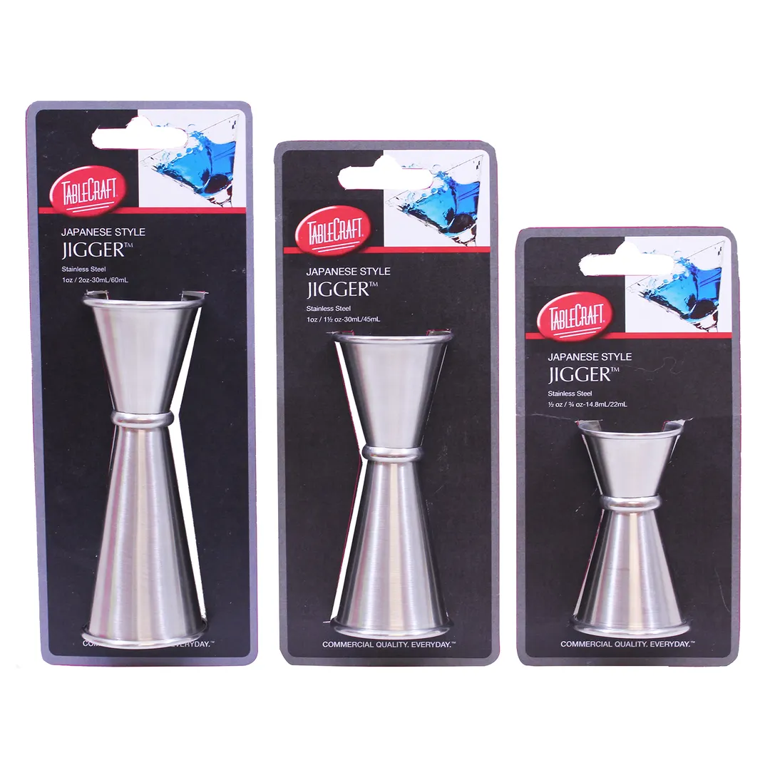 TableCraft Products JJ1202 Jigger, 1/2 oz & 1 oz Dual Measure, 18/8 Stainless Steel, Dishwasher Safe