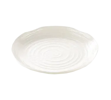 TableCraft M14 Frostone Tray – 14" Round White Melamine Serving Tray, Pebbled, Dishwasher Safe