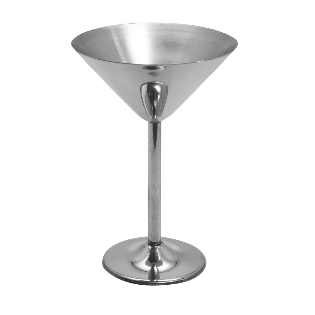 TableCraft Products MCSS10 Martini Cup, 10‑Ounce 4.5" Dia × 7" Stemmed Stainless Steel Finish