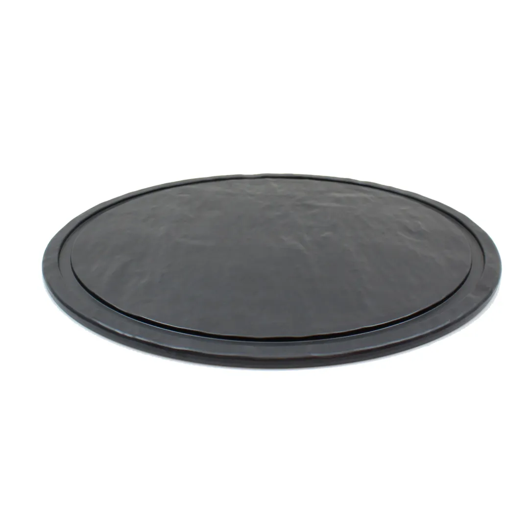 TableCraft MGC13 - 13" Round Melamine Serving Tray, Black Slate, Frostone Collection, Dishwasher Safe