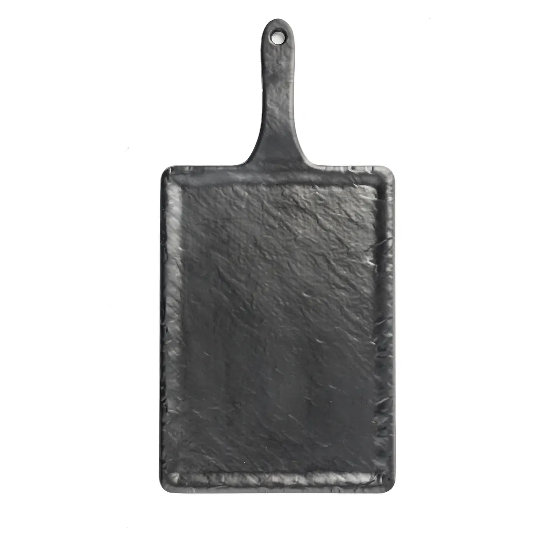 TableCraft MSP3618 Frostone Serving Paddle, 9-3/4" x 7" Rectangular Melamine, Black Slate, 212°F Safe
