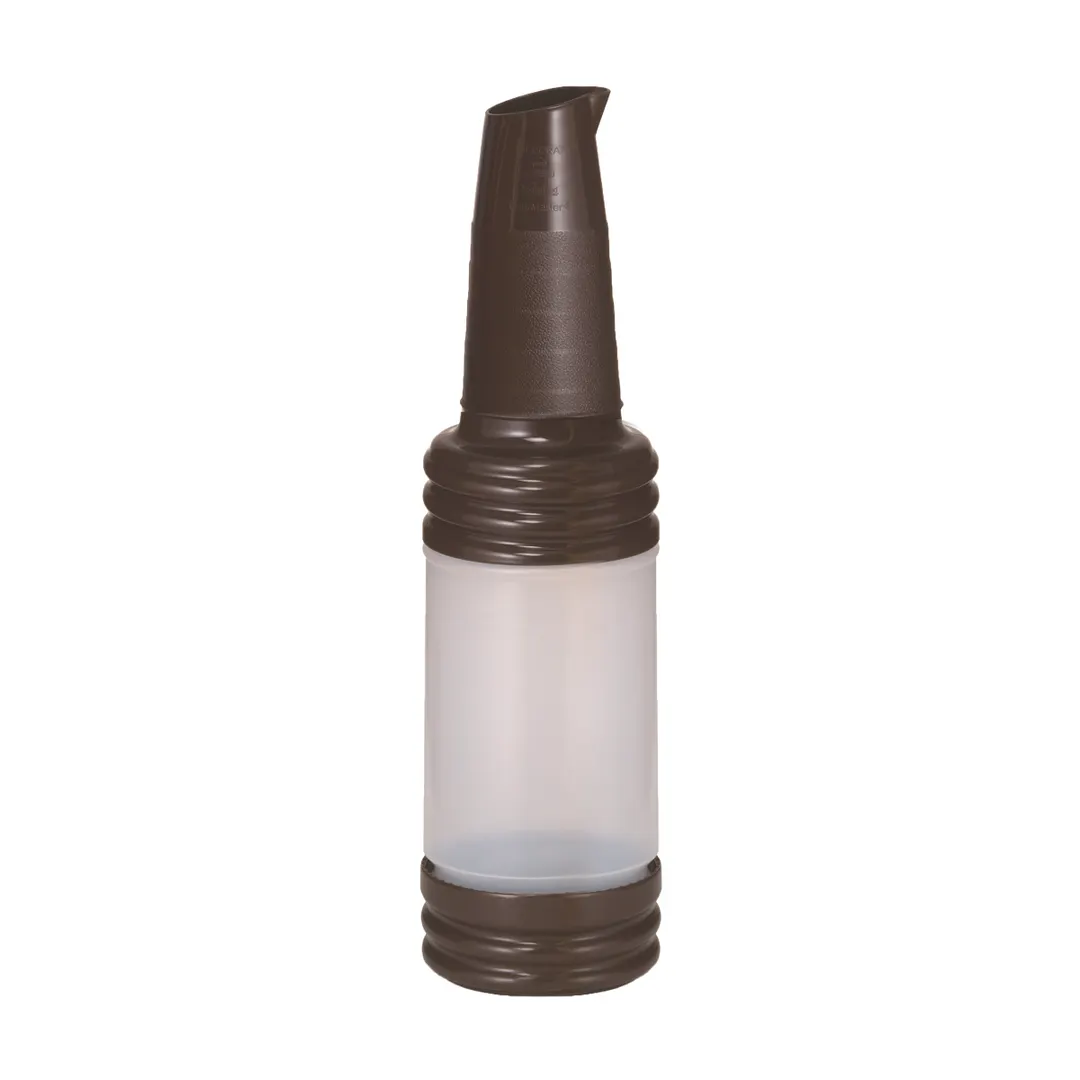 TableCraft N32VBR PourMaster Bottle, 32oz (1qt) Brown V-Neck Top, Dishwasher Safe Bartending Pourer