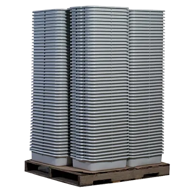 TableCraft Products P1537W Bus Box, 21-1/4" x 15-1/2" x 7-1/8", Stackable Tote with Reinforced Handles, White HDPE, FDA/NSF Approved, 240-Pack Pallet