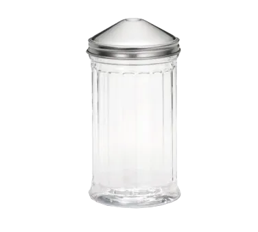 TableCraft P55S Sugar Pourer Shaker, 12 oz Clear Polycarbonate, Stainless Steel Top, Dishwasher Safe