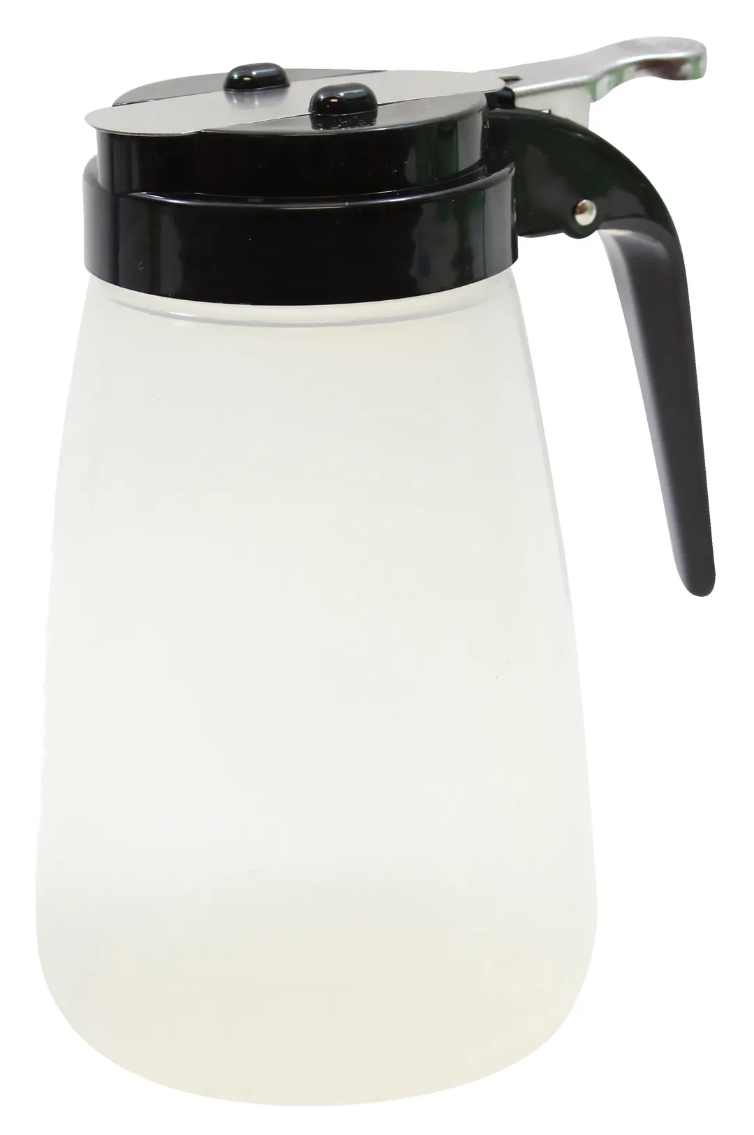 TableCraft PP10BK Syrup Pourer – 10oz, Chrome‑Plated Metal Top, Polypropylene Jar, Dishwasher Safe