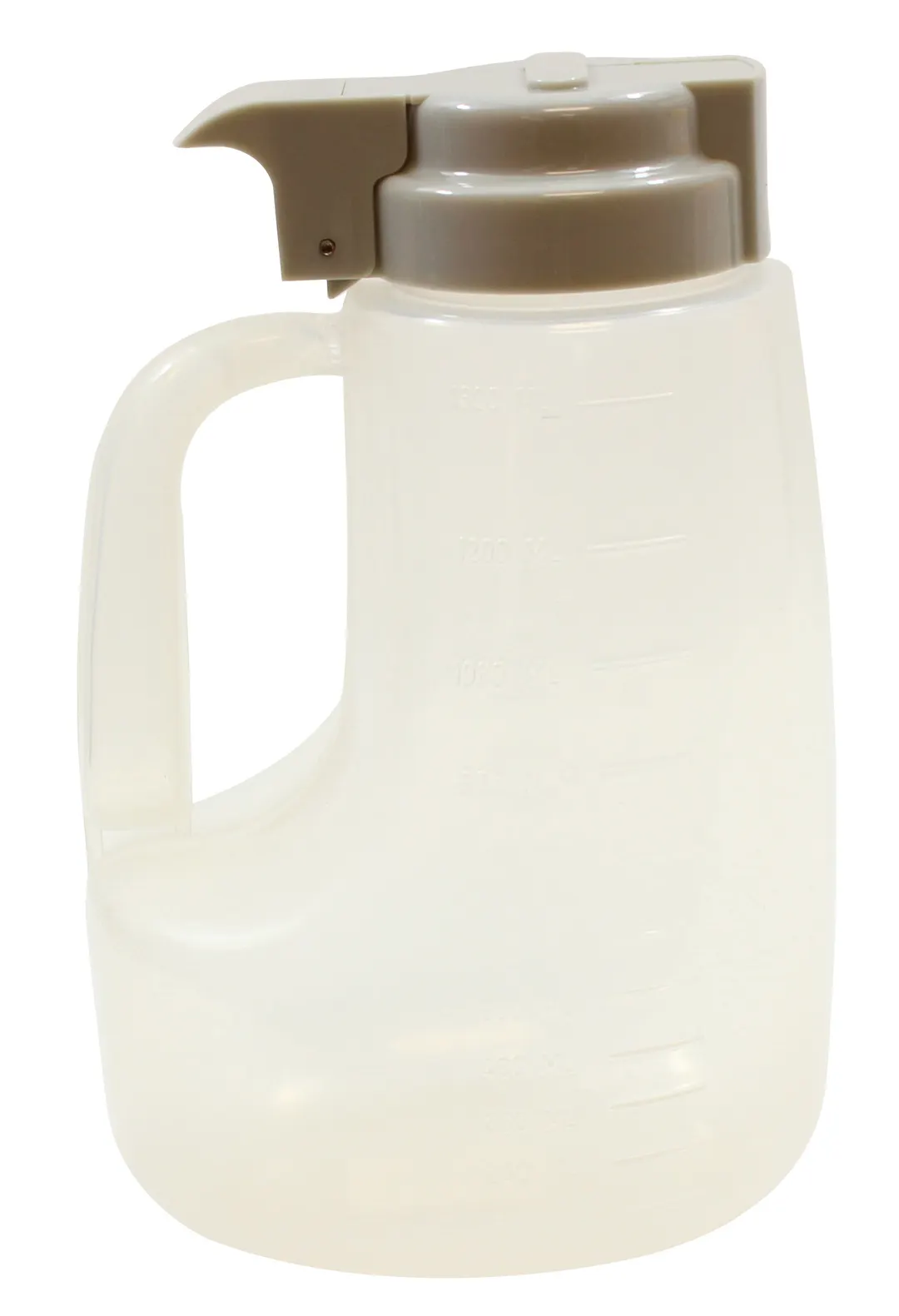 TableCraft PP48G Syrup Pourer - 48 oz. Dispenser, 5-1/4" x 4-1/2" x 8", Gray, BPA-Free Polypropylene