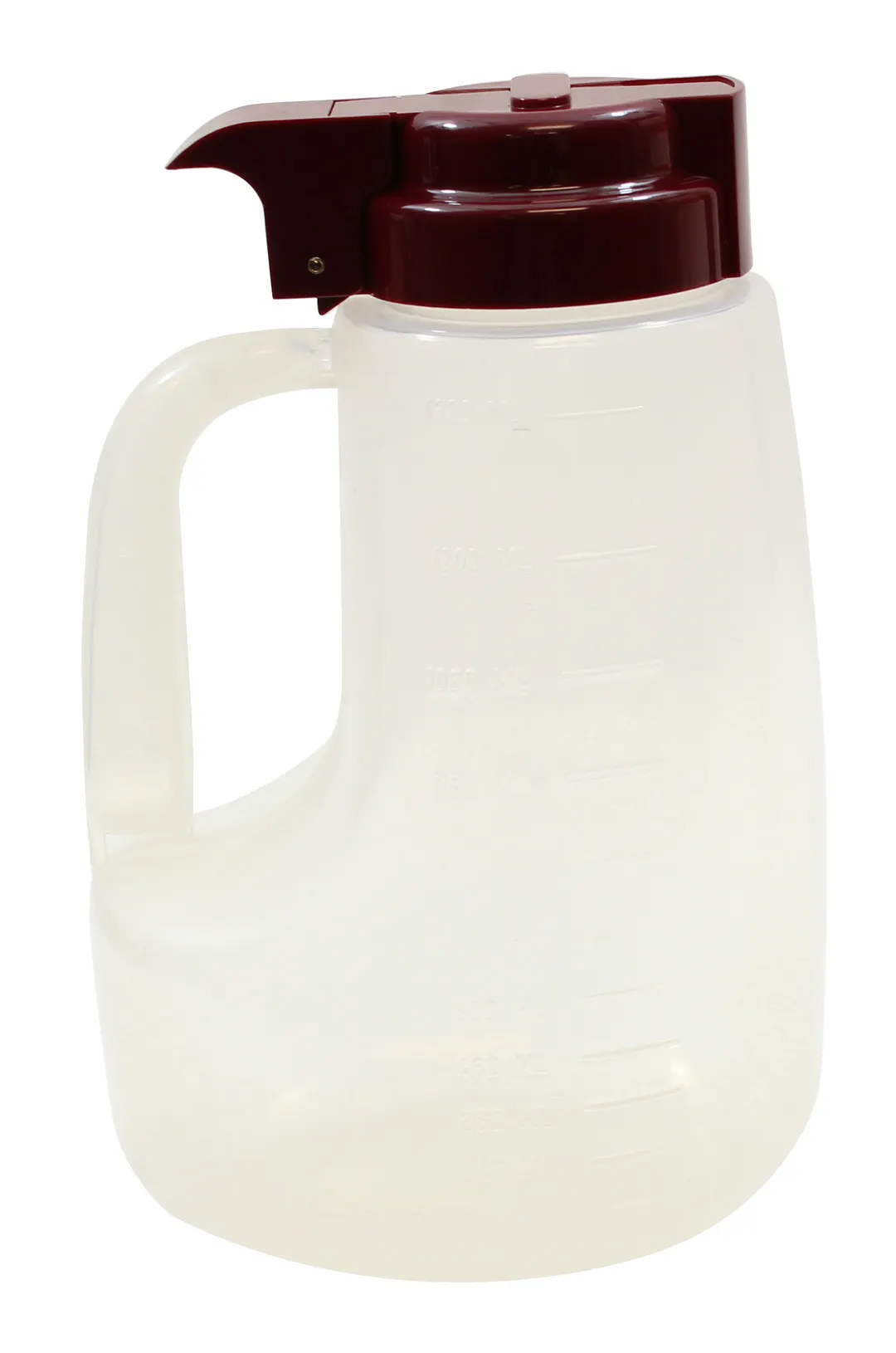 TableCraft PP48M Syrup Pourer - 48 oz, 5-1/4" x 4-1/2" x 8", Maroon, BPA-Free Polypropylene