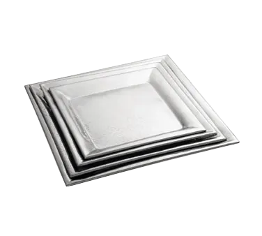 TableCraft R1616 Stainless Steel Square Serving Tray, 16" x 16", 18/8, Dishwasher Safe, Rice Pattern