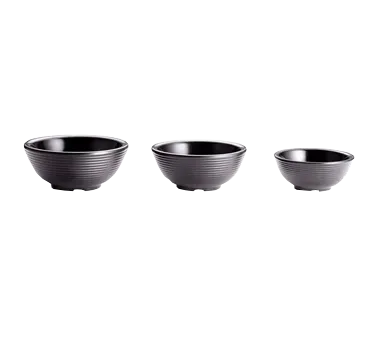 TableCraft RAM3RBK - 3oz Black Melamine Ramekin, Ribbed, Round, 158°F Safe, Dishwasher‑Ready