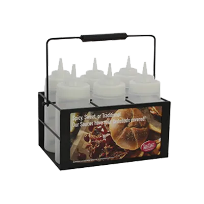 TableCraft SBC6 - 6-Section Black Metal Caddy 11" x 6-3/4" x 5-1/2", 16 oz, Handle - 1 Pair