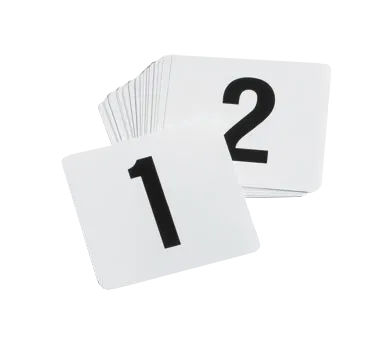 TableCraft Products TN100 - 4" Plastic Restaurant Table Number Cards 1-100 Set