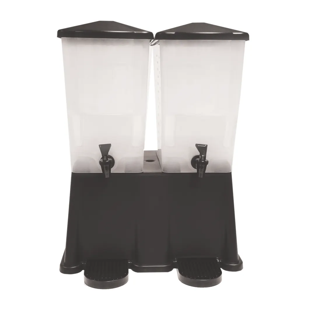 TableCraft TW53DP - Double 3‑Gallon Black Polypropylene Dispenser, 18‑5/8" x 15‑3/4" x 20‑5/8", NSF